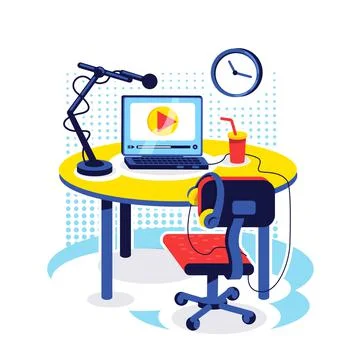 Streamer setup flat concept vector illustration Stock Illustration