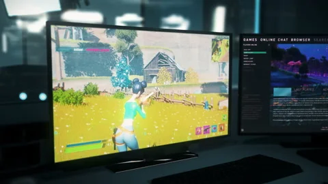 Streamer trying to get all achievements in the internet battle royale simulator Stock Footage 233656453
