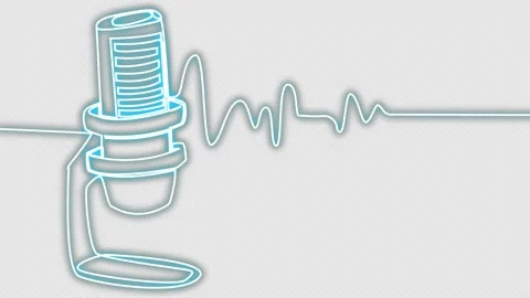 The streamer's neon microphone in a single line on a white background. Stockbeeldmateriaal 180954177