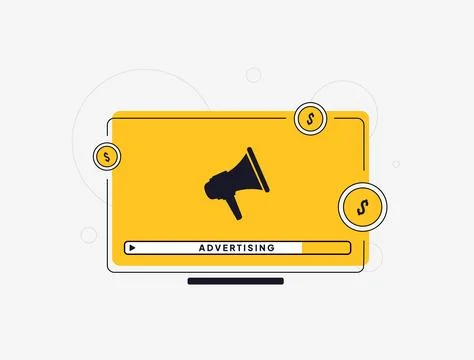 Streaming advertising boosts revenue with programmatic TV ads, OTT advertising Stock Illustration