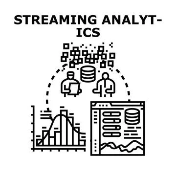 Streaming analytics concept visualizing data processing 库存插图