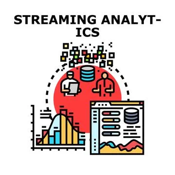 Streaming analytics concept visualizing data processing Stock Illustration