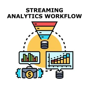 Streaming analytics data workflow process developing strategy Stockillustratie