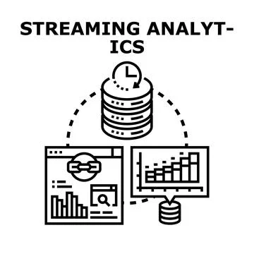Streaming analytics process for real time data intelligence Illustrazione stock