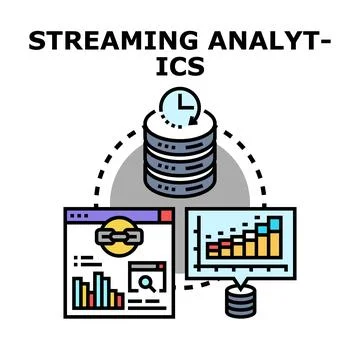 Streaming analytics process for real time data intelligence Illustrazione stock