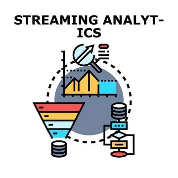 Streaming analytics processing real time data flow illustration Stock Illustration