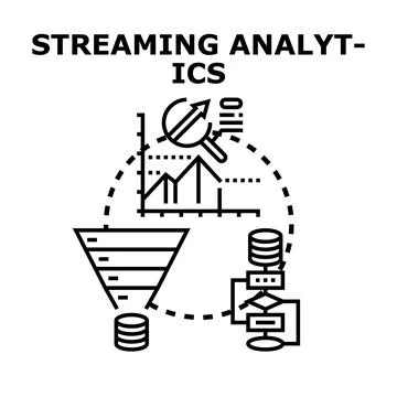 Streaming analytics processing real time data flow illustration Stock Illustration
