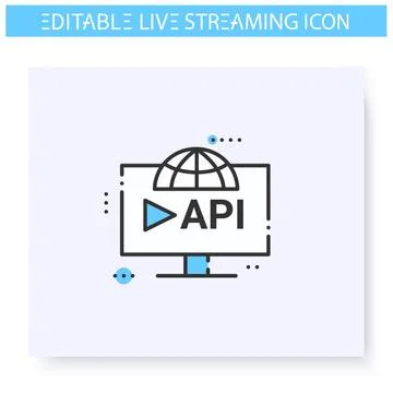 Streaming API line icon. Editable illustration Stock Illustration