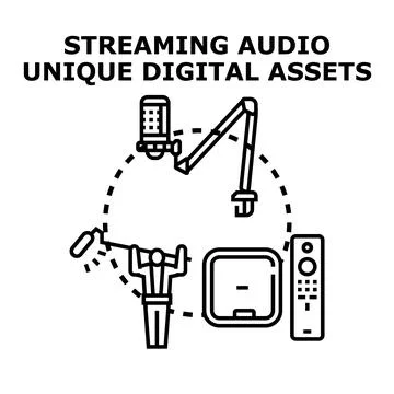Streaming audio unique digital assets creation concept Stock Illustration