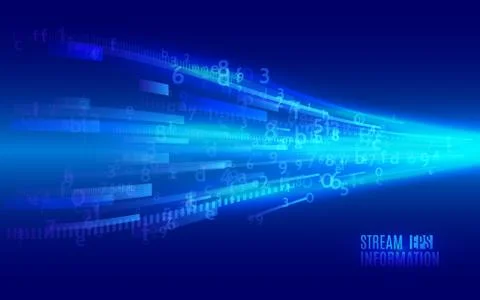 Streaming binary code. Abstract technology background. Stock Illustration