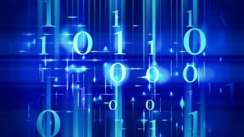 Streaming Binary Code and Grid Abstraction Stock Footage 101197016