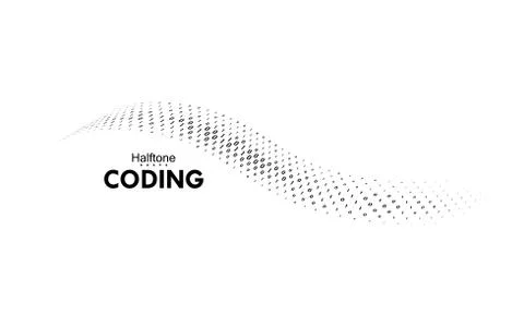 Streaming binary code. Vector halftone shape Stock Illustration
