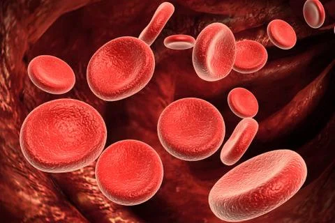 Streaming blood cells. Stock Illustration