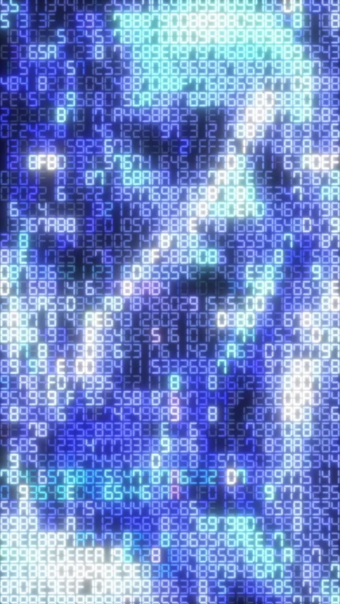 Streaming blue hexadecimal code on a digital screen 库存影片 347513807