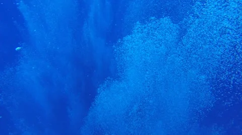 Streaming Bubbles in Clear Blue Water Stock Footage 35509533