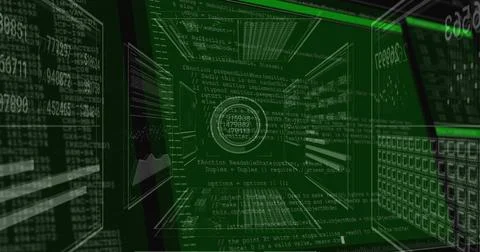 Streaming central 3D data tunnel drawing viewer into synthetic virtual enviro Illustrazione stock