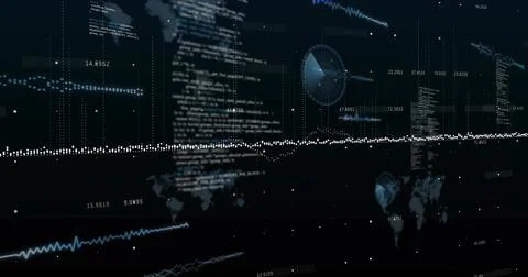 Streaming central dotted data stream flowing across virtual dashboard, showing 스톡 일러스트