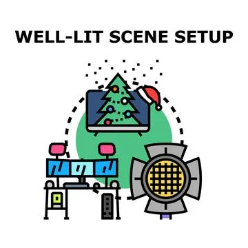 Streaming christmas scene setup and equipment Stock Illustration