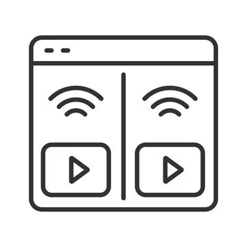 Streaming collaboration, icon in line design. Content creators, joint broadcast Stock Illustration