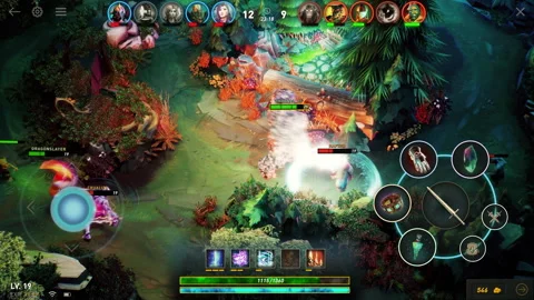 Streaming the competitive tournament of a tactical multiplayer battle arena game Stock Footage 245013834