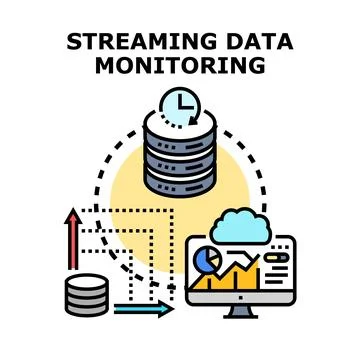 Streaming data monitoring and real time analytics concept Stock Illustration
