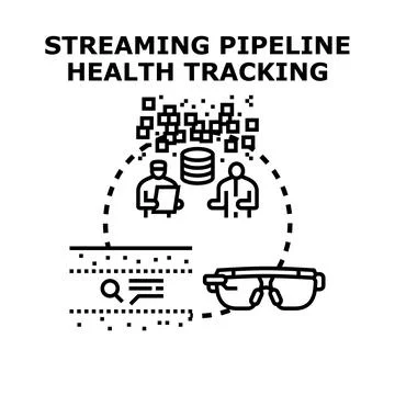 Streaming data pipeline health tracking and monitoring Stock Illustration