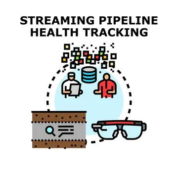 Streaming data pipeline health tracking and monitoring Stock Illustration