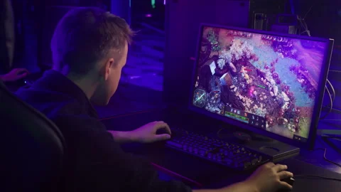 Streaming the failed attempt to win the competitive match of a MOBA video game Stock Footage 239615857