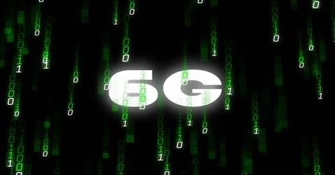 Streaming green binary digits cascading across virtual network background, with 스톡 사진