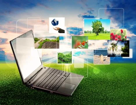 Streaming images of notebook Stock Illustration