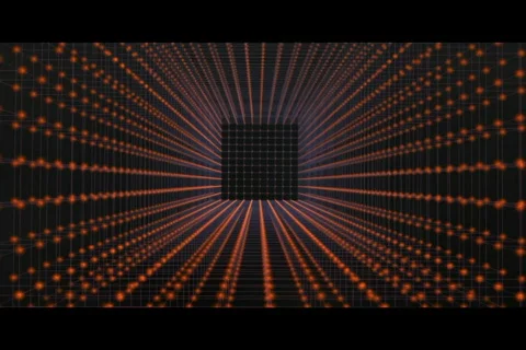Streaming light grid tunnel Stock Footage