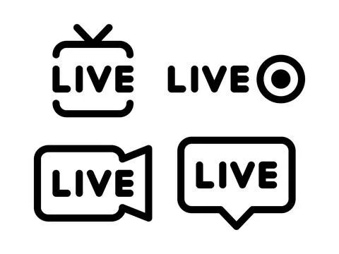 Streaming live icon set stream Stock Illustration
