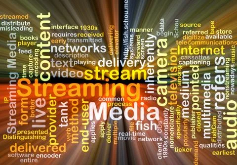 Streaming media background concept glowing Stock Illustration