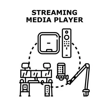 Streaming media player concept with broadcasting setup Stock Illustration
