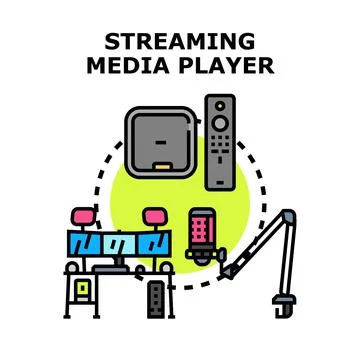 Streaming media player concept with broadcasting setup Stock Illustration
