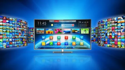 Streaming media technology and multimedia concept Stock Illustration