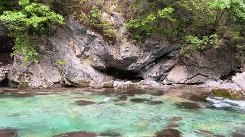 Streaming Mountain River with Crystal Cold Water. Orrido dello Slizza, Italy Video stock 329111195