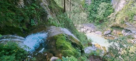 Streaming Mountain River with Crystal Cold Water. Orrido dello Slizza, Italy Video stock 329111356