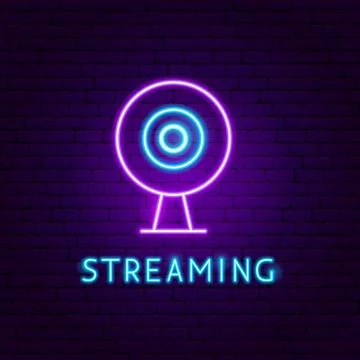 Streaming Neon Label Stock Illustration