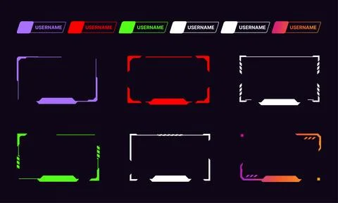 Streaming overlay frame template set for live broadcasts Stock Illustration
