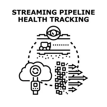 Streaming pipeline health tracking data monitoring system Stock Illustration