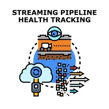 Streaming pipeline health tracking data monitoring system Stock Illustration