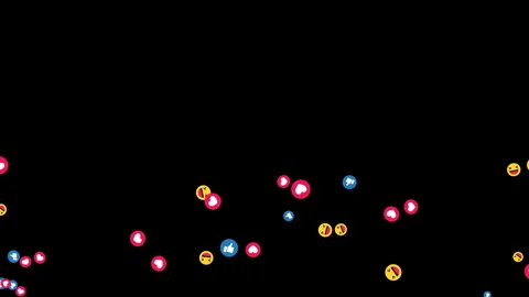 Streaming Reaction Emojis Floating Up Live Effect Loop. 库存影片 336483342