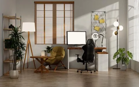 Streaming room design with modern elements and cozy atmosphere. 3D render Stock Illustration