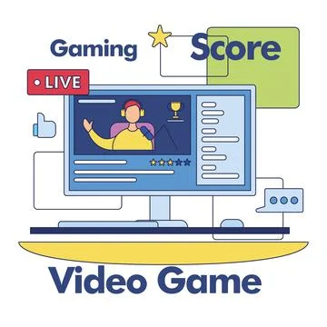 Streaming service concept image Computer screen streaming Vector Stock Illustration