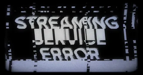 Streaming Service Error Black and White CRT screen distortion glitch. Stock Footage 274307839