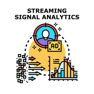 Streaming signal analytics identifying target audience for advertising Stock Illustration