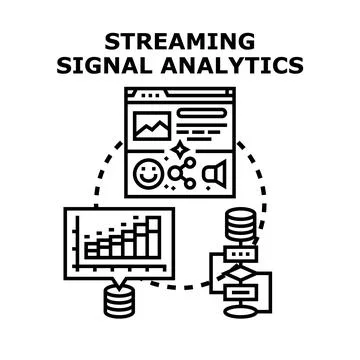 Streaming signal analytics processing data for business intelligence 库存插图