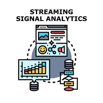 Streaming signal analytics processing data for business intelligence イラスト素材
