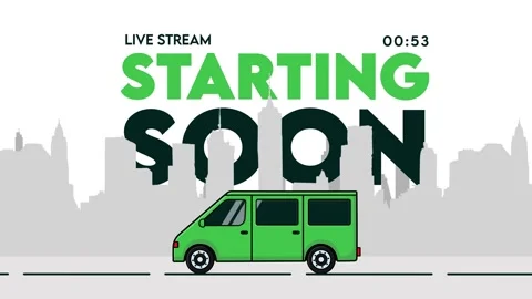 Streaming Starting Soon 1 Minute Countdown. Car and City  Concept Animation. Stock-Footage 270491081